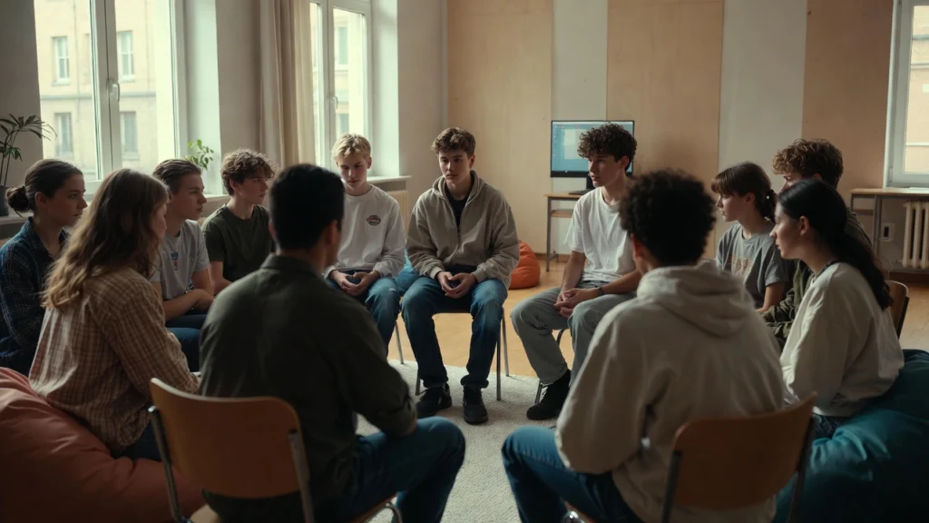 Młodzież uczestnicząca w warsztatach wspierających zdrowie psychiczne w Warszawie